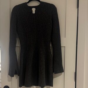Elegant Black Ribbed Knit Dress